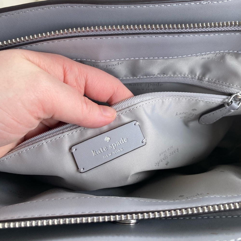 Kate Spade Dumpling Medium Tote Gray Pebbled Leather KL012 Shoulder Bag $499 - Picture 7 of 13